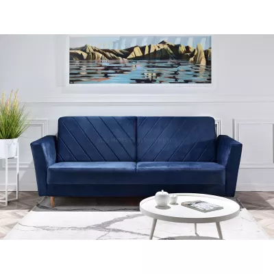 Sofa mit Stauraum ZUHURA - dunkelblau / Buche
