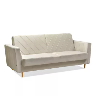 Sofa mit Stauraum ZUHURA - Creme/Buche