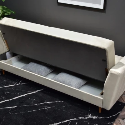 Sofa mit Stauraum ZUHURA - Creme/Buche
