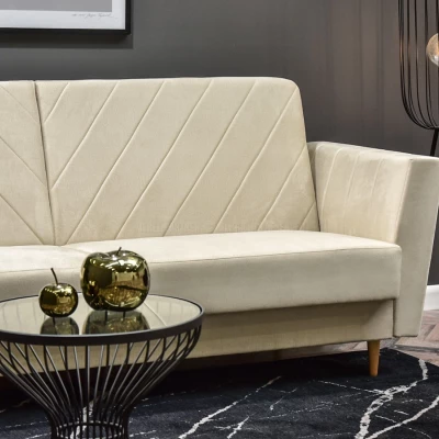 Sofa mit Stauraum ZUHURA - Creme/Buche
