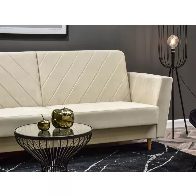 Sofa mit Stauraum ZUHURA - Creme/Buche