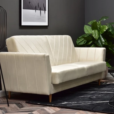 Sofa mit Stauraum ZUHURA - Creme/Buche