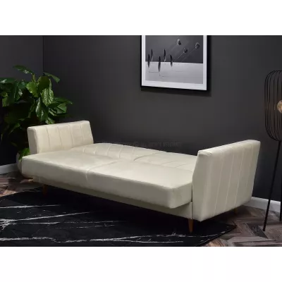 Sofa mit Stauraum ZUHURA - Creme/Buche