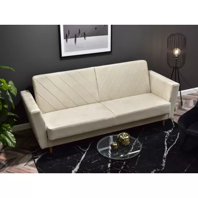 Sofa mit Stauraum ZUHURA - Creme/Buche