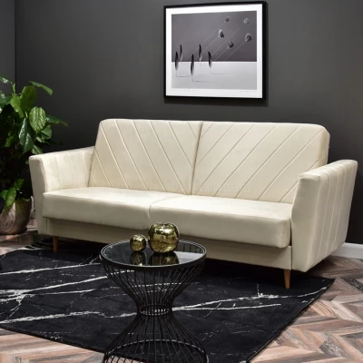 Sofa mit Stauraum ZUHURA - Creme/Buche