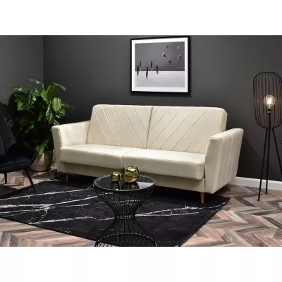 Sofa mit Stauraum ZUHURA - Creme/Buche