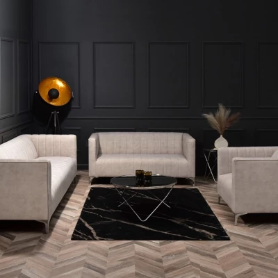 Dreisitzer-Sofa ALANZO – Sand/Chrom