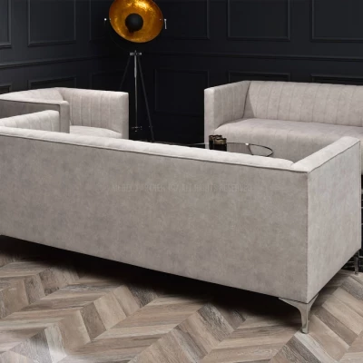 Dreisitzer-Sofa ALANZO – Sand/Chrom