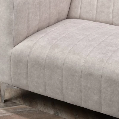 Dreisitzer-Sofa ALANZO – Sand/Chrom