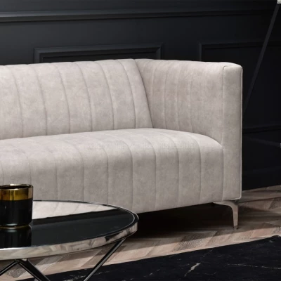 Dreisitzer-Sofa ALANZO – Sand/Chrom