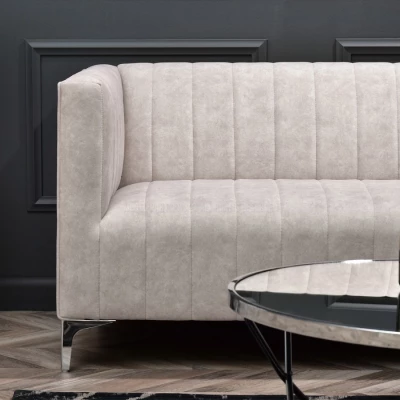 Dreisitzer-Sofa ALANZO – Sand/Chrom