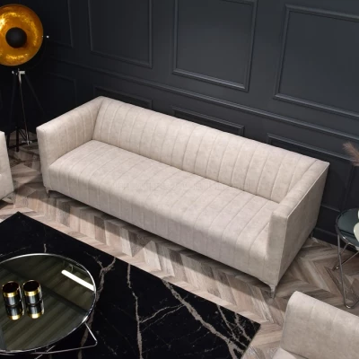 Dreisitzer-Sofa ALANZO – Sand/Chrom