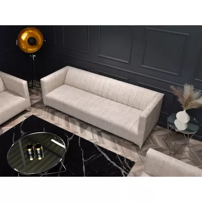 Dreisitzer-Sofa ALANZO – Sand/Chrom