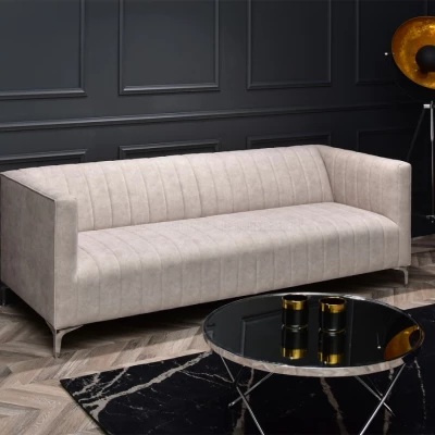 Dreisitzer-Sofa ALANZO – Sand/Chrom