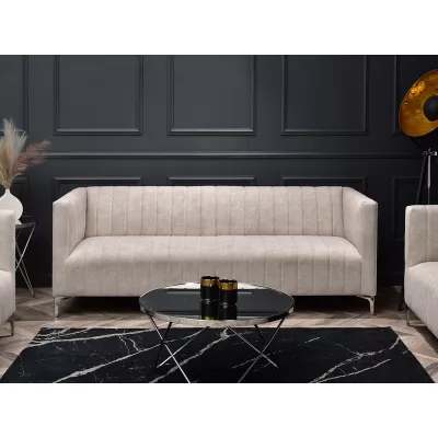 Dreisitzer-Sofa ALANZO – Sand/Chrom