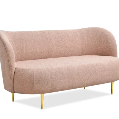 Dreisitzer-Sofa TOLA – Puderrosa/Gold