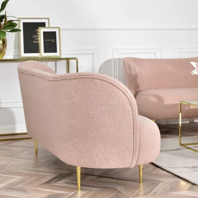 Dreisitzer-Sofa TOLA – Puderrosa/Gold