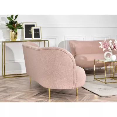Dreisitzer-Sofa TOLA – Puderrosa/Gold
