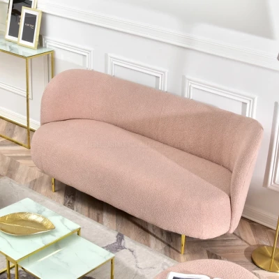 Dreisitzer-Sofa TOLA – Puderrosa/Gold