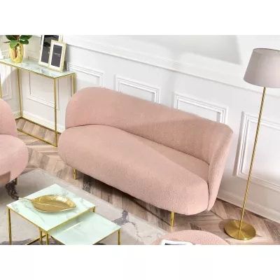 Dreisitzer-Sofa TOLA – Puderrosa/Gold