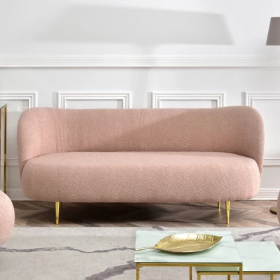 Dreisitzer-Sofa TOLA – Puderrosa/Gold