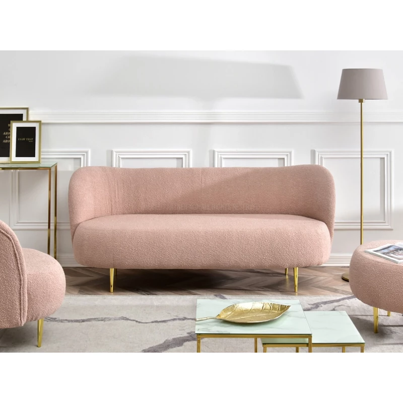 Dreisitzer-Sofa TOLA – Puderrosa/Gold