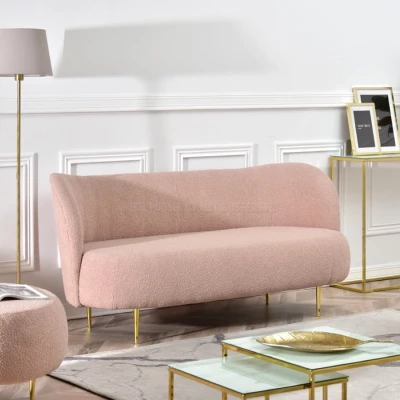 Dreisitzer-Sofa TOLA – Puderrosa/Gold
