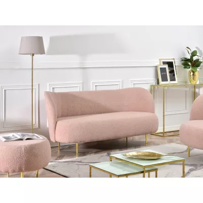 Dreisitzer-Sofa TOLA – Puderrosa/Gold