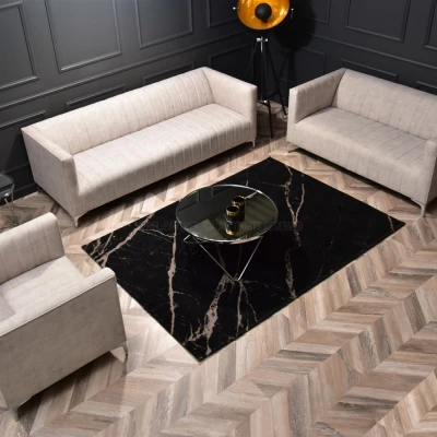 Zweisitzer-Sofa ALANZO – Sand/Chrom