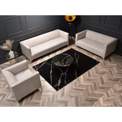 Zweisitzer-Sofa ALANZO – Sand/Chrom