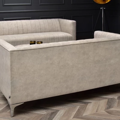 Zweisitzer-Sofa ALANZO – Sand/Chrom