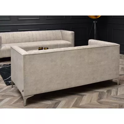 Zweisitzer-Sofa ALANZO – Sand/Chrom