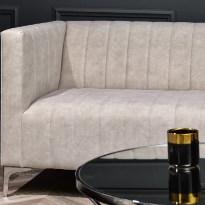 Zweisitzer-Sofa ALANZO – Sand/Chrom
