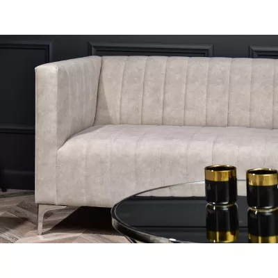 Zweisitzer-Sofa ALANZO – Sand/Chrom