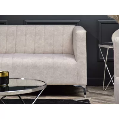 Zweisitzer-Sofa ALANZO – Sand/Chrom