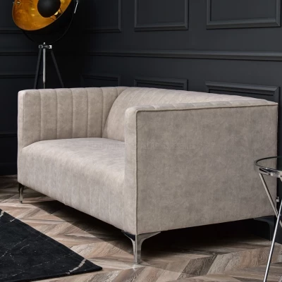Zweisitzer-Sofa ALANZO – Sand/Chrom