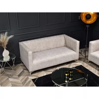 Zweisitzer-Sofa ALANZO – Sand/Chrom