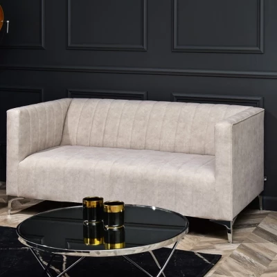 Zweisitzer-Sofa ALANZO – Sand/Chrom