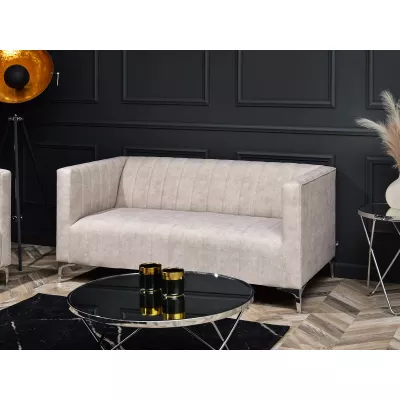 Zweisitzer-Sofa ALANZO – Sand/Chrom