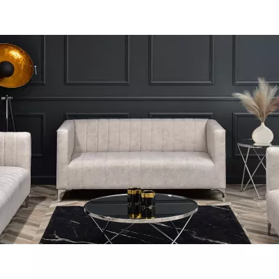 Zweisitzer-Sofa ALANZO – Sand/Chrom
