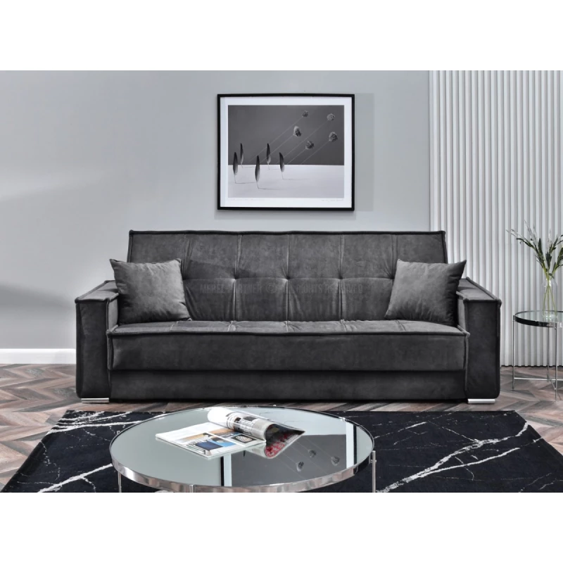 Dreisitzer-Sofa IRCHAD – Graphit/Chrom