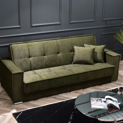 Dreisitzer-Sofa IRCHAD – Moos/Chrom