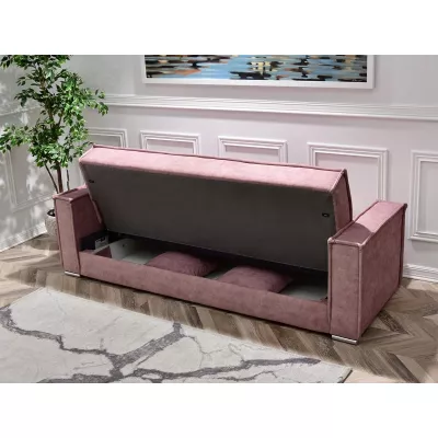Dreisitzer-Sofa IRCHAD – Puderrosa/Chrom