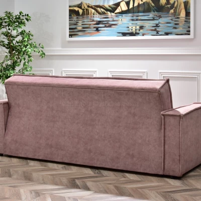 Dreisitzer-Sofa IRCHAD – Puderrosa/Chrom