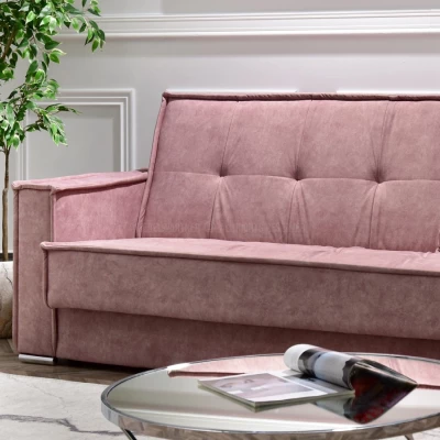 Dreisitzer-Sofa IRCHAD – Puderrosa/Chrom