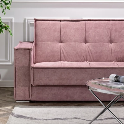 Dreisitzer-Sofa IRCHAD – Puderrosa/Chrom