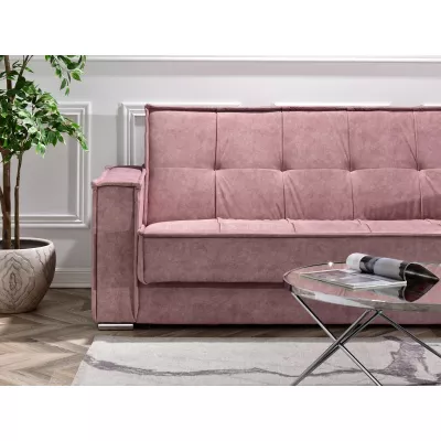 Dreisitzer-Sofa IRCHAD – Puderrosa/Chrom