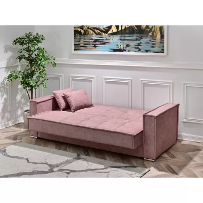 Dreisitzer-Sofa IRCHAD – Puderrosa/Chrom