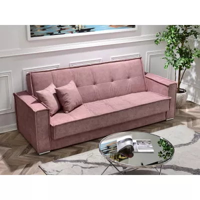 Dreisitzer-Sofa IRCHAD – Puderrosa/Chrom