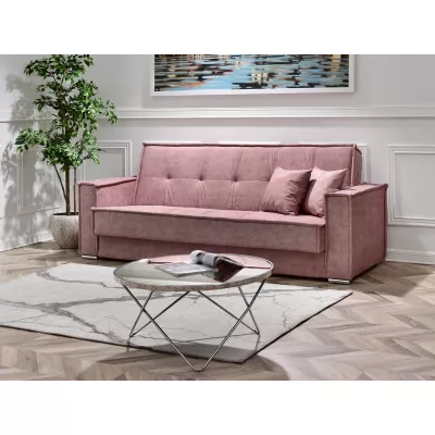 Dreisitzer-Sofa IRCHAD – Puderrosa/Chrom
